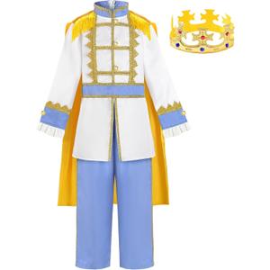 ReliBeauty Prince Costume for Boys Toddler (4T-4/110, Blue)