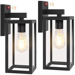 BesLowe 13" Upgraded Motion Sensor Outdoor Wall Lights, 2-Pack Dusk to Dawn Porch Light Outdoor Wall Sconce Lanterns, 3 Lighting Modes Exterior Lighting Fixtures, Black Outside Lights for House Garage - Amazon.com
