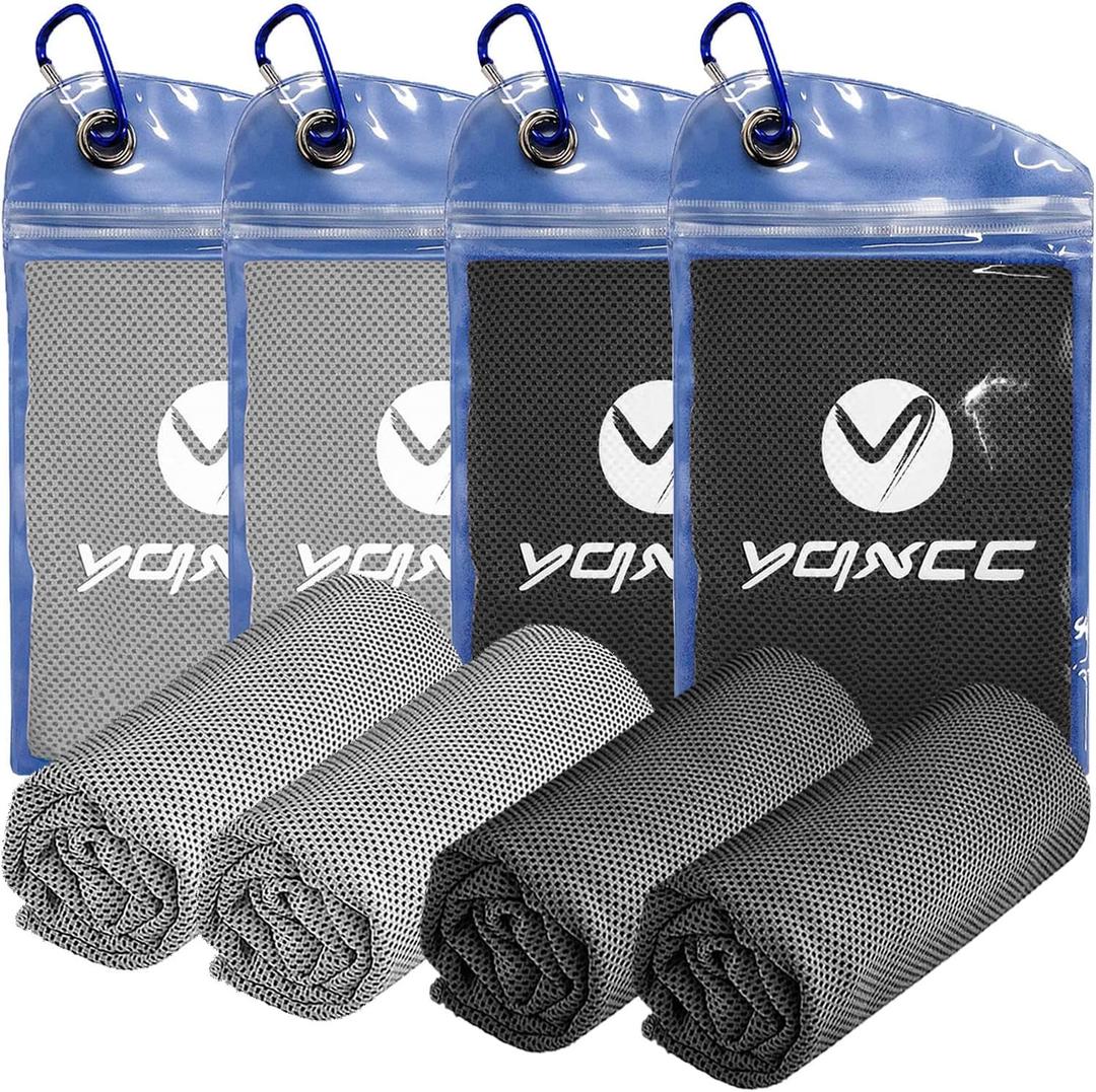 YQXCC 4 Pack Cooling Towels | 40"x12" | Ice Cool for Neck | Microfiber Soft Breathable Chilly | for Yoga, Golf, Gym, Camping, Running, Workout & More Activities (2 Dark Gray + 2 Light Gray) YQXCC 4 Pack Cooling Towels | 40"x12" | Ice Cool for Neck | Microfiber Soft Breathable Chilly | for Yoga, Golf, Gym, Camping, Running, Workout & More Activities (2 Dark Gray + 2 Light Gray)