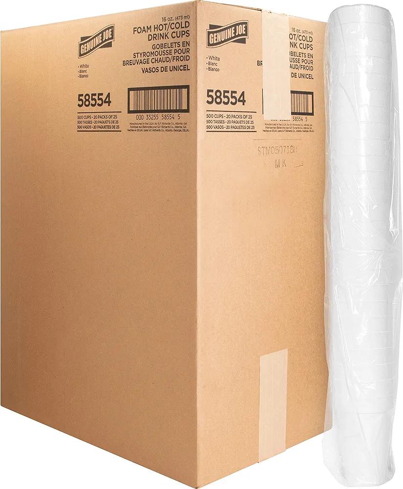 Genuine Joe Hot/Cold 16oz Foam Cups (Pack of 500)