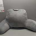 A Nice Night Reading Pillow Bed Wedge Large Adult Children Backrest with Arms Back Support for Sitting Up in Bed/ Couch for Lounging Bedrest, Waffle Stereoscopic Design, Grey