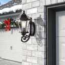 19.5in Large Outdoor Wall Light Fixture for Porch, Bronze Aluminum Exterior Door Lantern Light with Wall Mount Outside Wall Sconce with Clear Seeded Glass