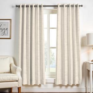 Mayfair Linen 3 Ply Natural Linen Curtains 72 Inch Length 2 Panels Set - Bedroom Living Room Curtains 72 Inches Long, Soft, Thick Textured Window Drapes Semi Sheer Light Filtering Panels (Cream)