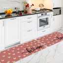 JarThenaAMCS 2 Pcs Pink Love Heart Valentine's Day Kitchen Mat White Heart Kitchen Rug Non Slip Rectangle Doormat Floor Mat for Home Entrance Porch Decoration,17 x 29 and 17 x 47 Inch