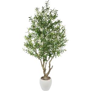 7.9 Feet Artificial Olive Tree with Lush Leafy Foliage in Large Decoration Planter Faux Fake Plants for Home Office Decor Suitable for Indoor Outdoor Use