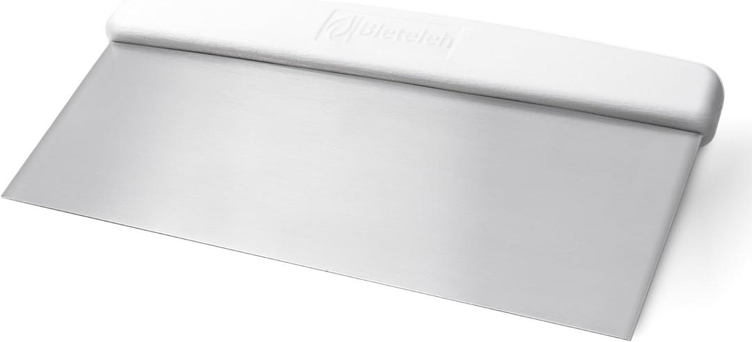 Large Bench/Dough/Cake Scraper, Icing Smoother Spreader, 10-inch Long Stainless Steel Blade, with white Polypropylene Handle