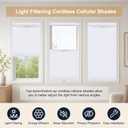 SERLMWNT No Drill Top Down Bottom Up Cellular Shades 35" Wx64 H White