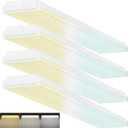 FaithSail Dimmable 4FT LED Wraparound, 4 Foot LED Light Fixture with 3 Watt/3 Lumen/3 CCT, 30W/40W/50W, 3500lm/4500lm/5500lm, 3000K/4000K/5000K, 48'' Flush Mount Light, Replacement, 4 Pack