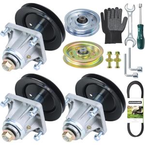 3 Pack Pre-Greased 918-0660 Spindle Assembly with 756-04129 756-0627D Idler Pulley 754-04153 Belt Replaces 618-0660, 918-0625B, 618-0625, 918-04137A for Cub Cadet i1046 LT1045 LT1046 Tractors
