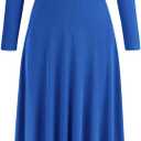 PRETTYGARDEN Women's Spring 2 Piece Outfits Dressy Casual Ribbed Knit Long Sleeve Crop Tops Maxi Flowy Skirts Matching Sets (Medium, Blue)