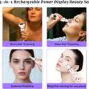 Wet & Dry Electric Razor for Women Men,4 in 1 Rechargeable Led Display Electric Shaver and Facial Hair Remover,Painless Ladies Body Razors for Nose Face Body Leg Bikini Arm Hair (White)