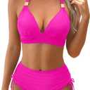 Aqua Eve Womens High Waisted Two Piece Swimsuit - Full Coverage Bathing Suit Tummy Control Bikini Set Push Up Swimwear