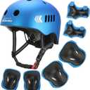 KAMUGO Kids Bike Helmet Set, Toddler Helmet for Ages 2-8 Boys Girls with Sports Protective Gear Set Knee Elbow Wrist Pads for Skateboard Cycling Scooter Rollerblading (Blue)