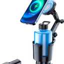 This Hill for Magnetic Cup Holder Charger, 360 Rotating Wireless Magnetic Car Charger, Fast Charging Phone Holder for iPhone 16 15 14 13 12 and Samsung Galaxy S20 Above Series [with QC 3.0 Adapter]