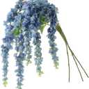 Dailisen 3 Strands 40'' Silk Blue Wisteria Artificial Flowers, Fake Wisteria Floral Hanging Plant Garland, for Home Decor, Party, Floor Vase, Balcony, Wedding Arrangement Decoration (Blue)
