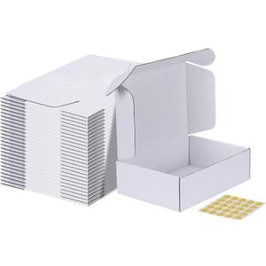 MEBRUDY 10x7x3 Inches Shipping Boxes Pack of 25, White Corrugated Cardboard Box for Mailing Packing Literature Mailer