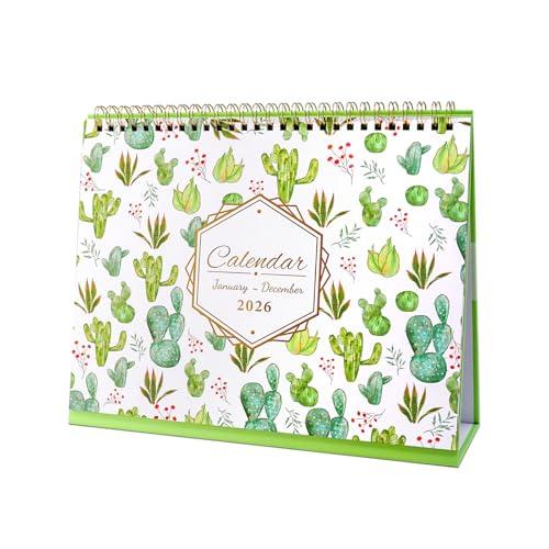 Andiker Desk Calendar 2026, 12 Month Desk Calendar from January 2026 to December 2026, 9.9" x 7.5", 2026 Calendar with Exquisite Cover Strong Twin-wire Binding Thick Paper Memoranda (Green)
