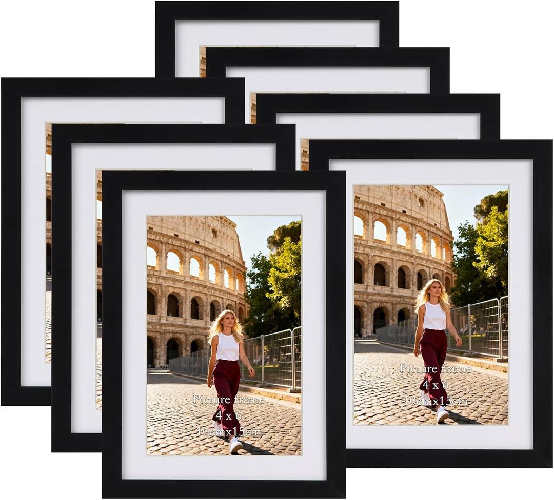 Giftgarden 5x7 Picture Frames Set of 7, Black Frame Display 4x6 Picture with Mat or 5x7 Photo without Mat for Wall or Tabletop