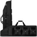 DULCE DOM Double Rifle Case 36/42/48 inch Soft Gun Bag Tactical Backpack with Removable Dividers for Hunting Shooting Range, MOLLE System Multiple Magazine Pouches & Accessory Bags (Black)