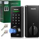 Philips Fingerprint Keyless Entry Door Lock, Electronic Door Lock with Touchscreen, Long-Lasting Battery, Auto Locking, One-Time Code, Keypad Deadbolt, One-Touch Locking, Matte Black
