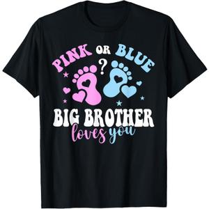 Pink Or Blue Big Brother Loves You Baby Gender Reveal Party T-Shirt. 2T