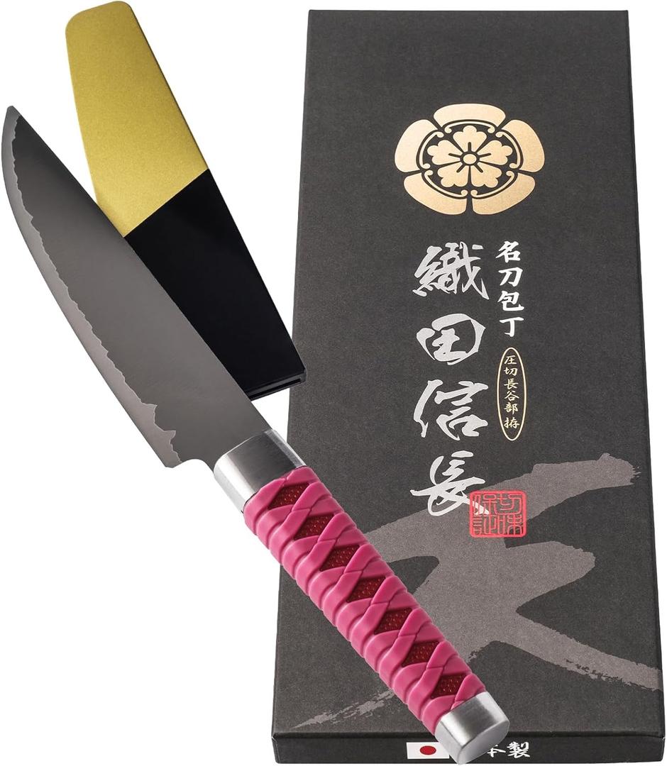 5.5" Santoku Samurai Sword Katana Shape Stainless Kitchen Knife Made in Seki JAPAN (Oda Nobunaga)