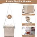 Lunch Bag for Women, Soft Linen Lunch Bag with Adjustable Shoulder Strap, Insulated Womens Lunch Bag for Work, Machine Washable Lunch Box with Removable Liner (Natural Color)