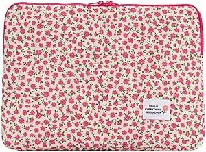 Cute Floral Laptop Sleeve Case Bag Kawaii Aesthetic Laptop Sleeve Protective Soft Pad Bag Aesthetic Computer Carrying Case Bag Zipper Cover Compatible with 14 in Notebook