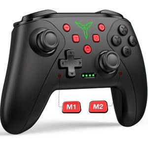 Wireless Switch Controller for Nintendo Switch/Switch 2/Lite/OLED Controller, Switch Controller with a Mouse Touch Feeling on Back Buttons, Extra Switch Pro Controller with Wake-up,Programmable, Turbo Function (Black)