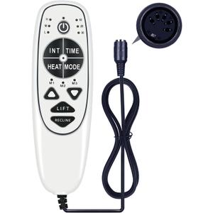 Replacement Remote Controller for 5 Pin Female Plug DN-34A Recliner Chair, 9 Button Control with Heat, Vibration & Up/Down Functions (White)