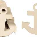 Wooden Anchor Cutouts - 3.7 x 3.5 in Pack of 24 - Unfinished Plywood Craft Wood Shapes for DIY Painting & Nautical Decor