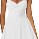Kaximil Women's Sexy Spaghetti Strap Ruffle Mini Dress Ruched Corset Party Club A Line Short Dresses L