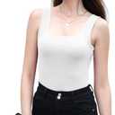 BQTQ 5 Pack Womens Square Neck Tank Tops Sleeveless Ladies Tank Top Undershirts (M)