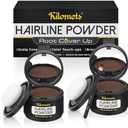 Kilomets Hairline Powder, 2 Bottles + 1 Brush, Dark Brown, Root Touch Up & Conceals Hair Loss, Hair Shadow Toppers for Women & Men, Cover Up for Thinning Gray Hair, Bald Spots, Eyebrows, Set of 5