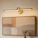 Hardwired Picture Light for Wall,32 Inch Modern Brass Dimmable Frame Light with Adjustable Swing Arm,3CCT LED Art Display Light for Paintings,120 Volts Gallery Wall Light,Hallway Vanity Light,10W