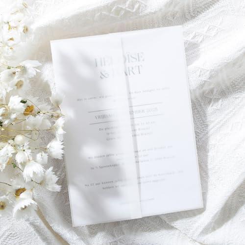 UNIQOOO 120 Pack Pre-Folded Vellum Jackets for 5x7 Invitations, Elegant Semi-Transparent Vellum Paper, 115GSM Wedding Invitation Accessories, for Envelope Liners 5x7 Inserts