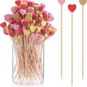 JtmyAota 100 Pack Heart-Shaped Bamboo Cocktail Picks, 4.7" Heart Toothpicks for Appetizers, Natural Bamboo Food Picks for Valentines Wedding Birthday Party Decoration