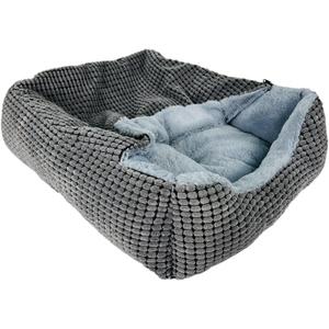 Dog Beds for Up to 20 lbs Dogs, Small Rectangle Puppy Beds Featuring Cave Hooded Blanket & Non-Slip Bottom, Comfy Anti-Anxiety Pet Beds for Dogs, Warm and Machine Washable (20 inches, Grey)