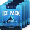 4 Pack Large Reusable Ice Packs for Coolers, Long Lasting Freezer Packs for Cooler Bags and Insulated Totes, Leakproof, BPA-Free, Food Safe, 4-Pack / 600g Each