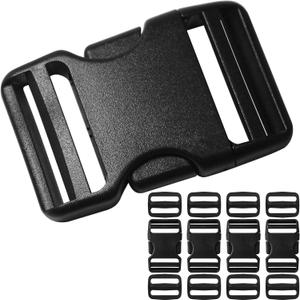 Buckles for 1-1/2 inch Wide Webbing Straps: Quick Side Release Buckle 4 set and Tri-Glide Slide 8 pcs Fit 1.5" Nylon Web Belt, Plastic Snap Fastener Clip Heavy Duty Replacement Dual Adjustable