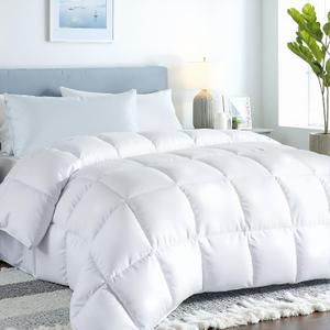 ROYALE LINENS Comforter - Full Size Duvet Insert - All Season Soft Quilted Comforters with 8 Corner Tabs - Down Alternative Bedding Comforter - Box Stitched Duvet Insert (White, Full 82"x86")