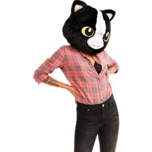 CLEVER IDIOTS INC Animal Head Mask - Plush Costume for Halloween Parties & Cosplay (Cat)