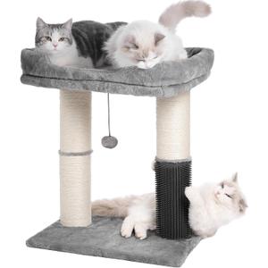 Cat Tree Tower for Large Cats Cat Scratching Post with 20x15.7Wide Top Bed, Self Groomer, Thick Scratch Post [Dia=4.5] and Danging Ball Great for Indoor Cats-Large Grey