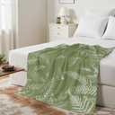 Green Throw Blanket Wild Fern Leaves Plants Blankets and Throws for Couch Sofa, Boho Leaf Decorative Soft Cozy Flannel Blanket for Home Bedding Living Room Chair, All Season Blanket 50 x 60 Inch