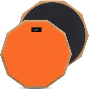 SLINT 12 Double-Sided Practice Pad 2-Surface Drumming Trainer for Snare Practice, Quiet Home Use, Kids & Beginners