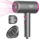 SIYOO Professional Hair Dryer, Ionic Blow Dryer with Diffuser and Nozzle, 1600 Watt Negative Ions Salon Lightweight Hairdryer Pink