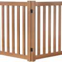 Wooden Freestanding Foldable Dog Gate, 24 Inch Height 2 Panel Pet Gate No Drill for Doorways Stairs, Fully Assembled Indoor Puppy Fence (Brown, 40" W x 24" H)