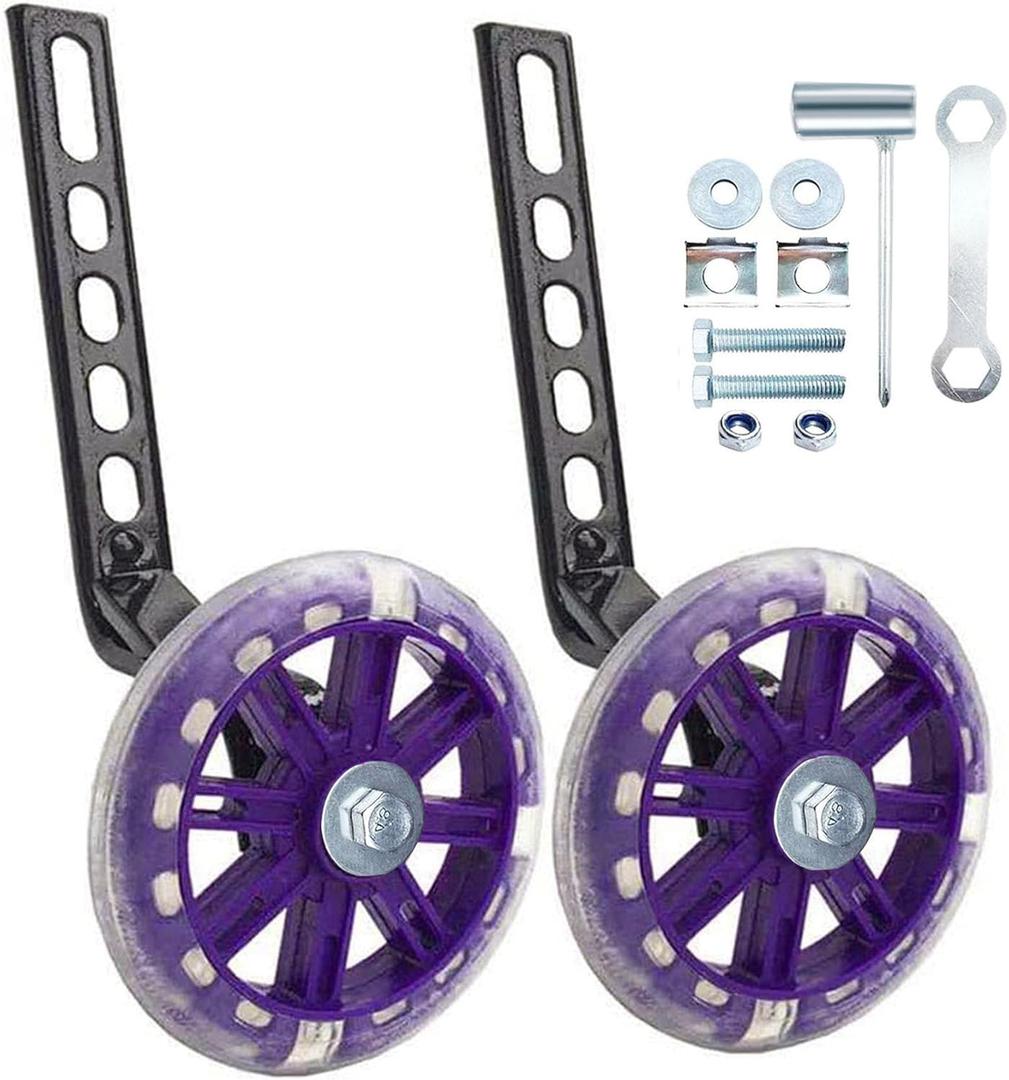 Training Wheels for 12/14/16/18/20 Inch BicycleFlash Mute Wheel (Light violet)