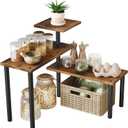 Countertop Organizer Corner Shelf - 3 Tier Moveable Counter Organizer Storage for Kitchen, Bathroom, Spice Rack, Coffee Area, Over Sink, Dresser Table, Rustic Brown