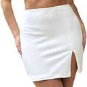 Cantonwalker Bodycon Mini Skirts for Women High Waist Split Hem Pencil Skirts Large